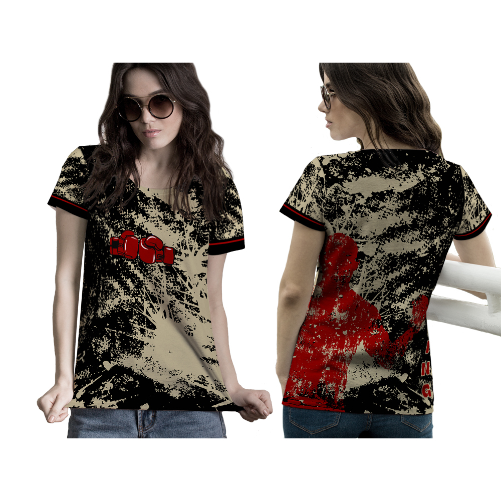 Baju Kaos Tshirt Jersey Retro Olahraga Boxing Abstrak Wanita Custom 02