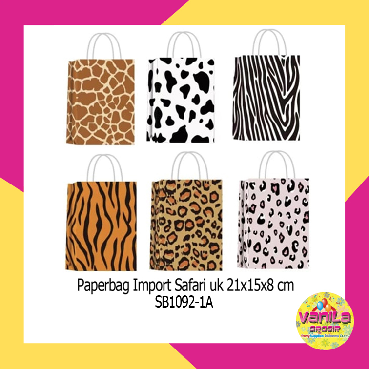 

(1 Pcs) Paperbag Motif SAFARI Uk S, paperbag ultah, paperbag kado ulangtahun, tas souvenir, paperbag