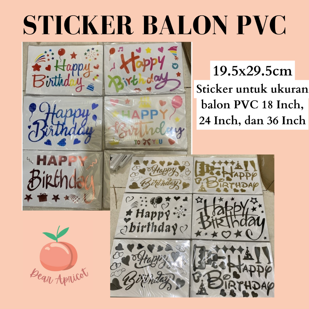 STICKER BALON PVC ECER UNTUK BALON 18 INCH, 24 INCH, 36 INCH STIKER WARNA WARNI