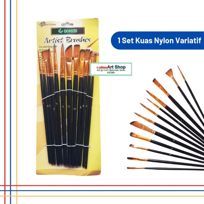 

Kuas Lukis Cat Air Cat Acrylic Set 12pcs