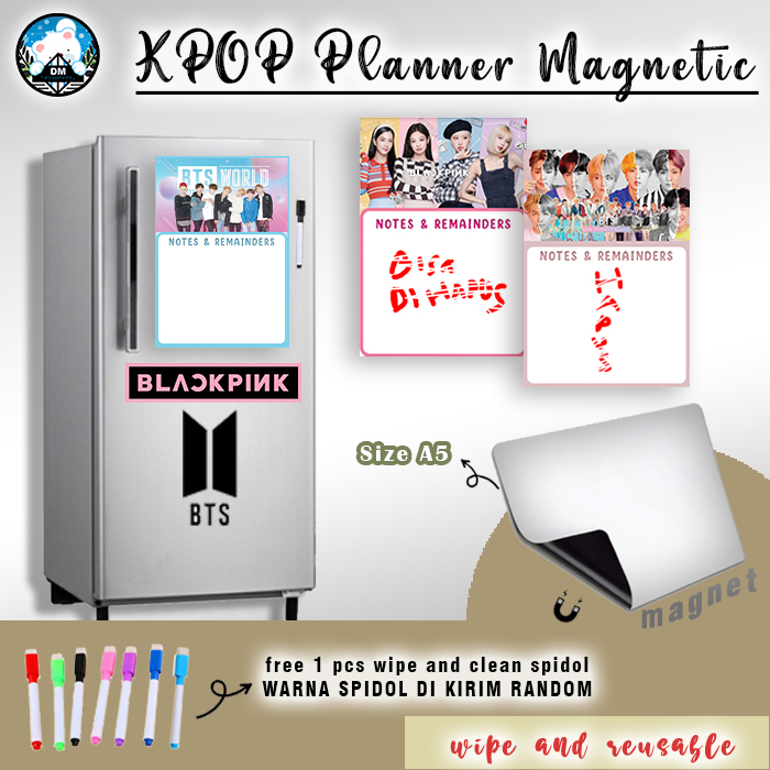 

Planner Magnetic KPOP BTS BT21 Blackpink Suga Jungkook Jennie Jisoo Lisa #M