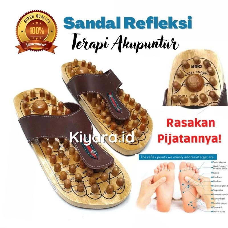 KIYARA.ID Sandal Kesehatan Rematik Sandal Refleksi Kayu Model Jepit Sandal Duri Pijatan Terapi Keseh