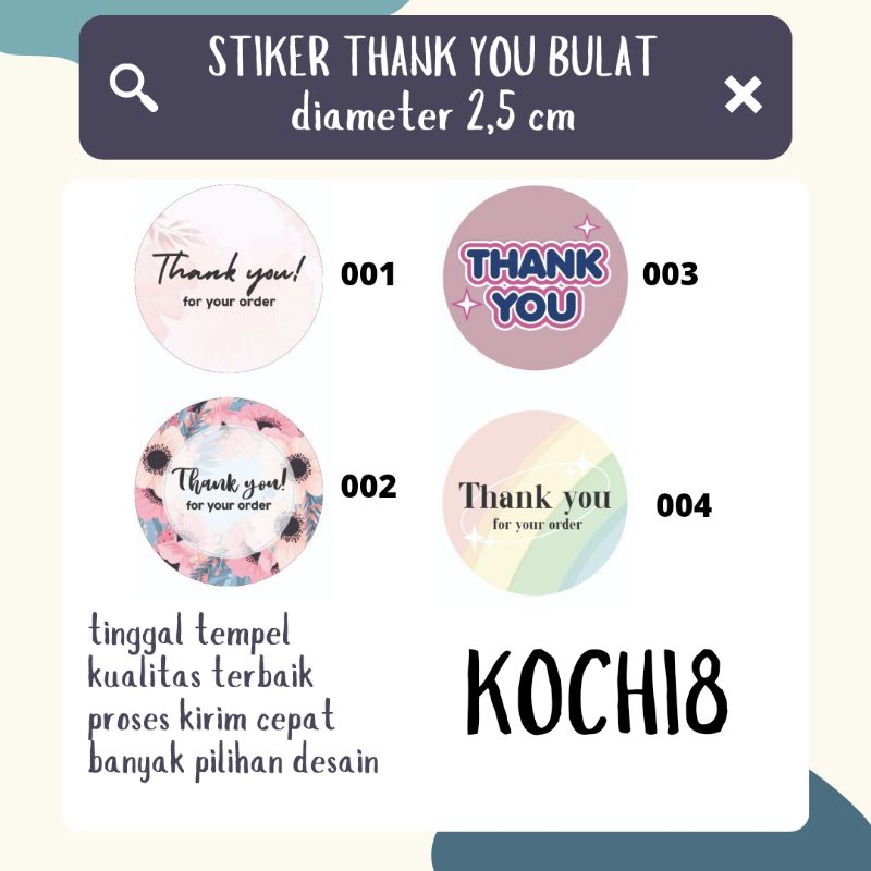

[Min 20pcs] STIKER THANK YOU BULAT DIAMETER 2,5CM