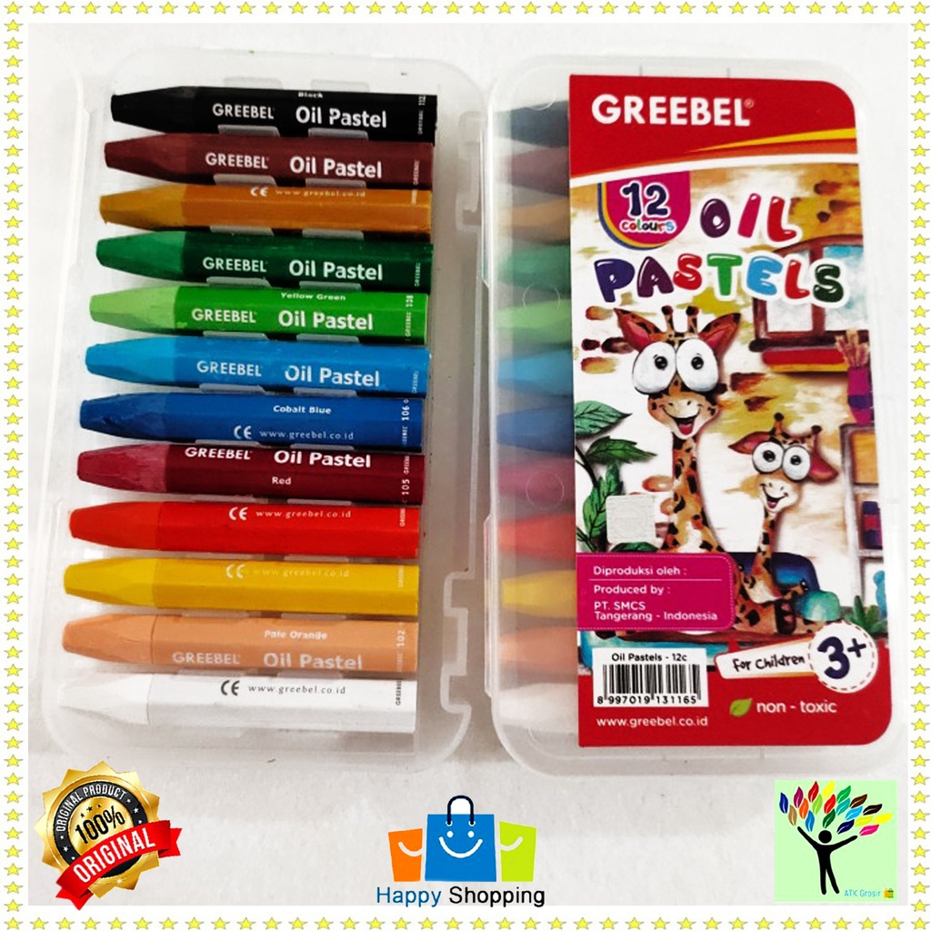 

GROSIRJUJUR Crayon Oil Pastels Greebel Pensil Warna Krayon Kering 12 24 36 Warna