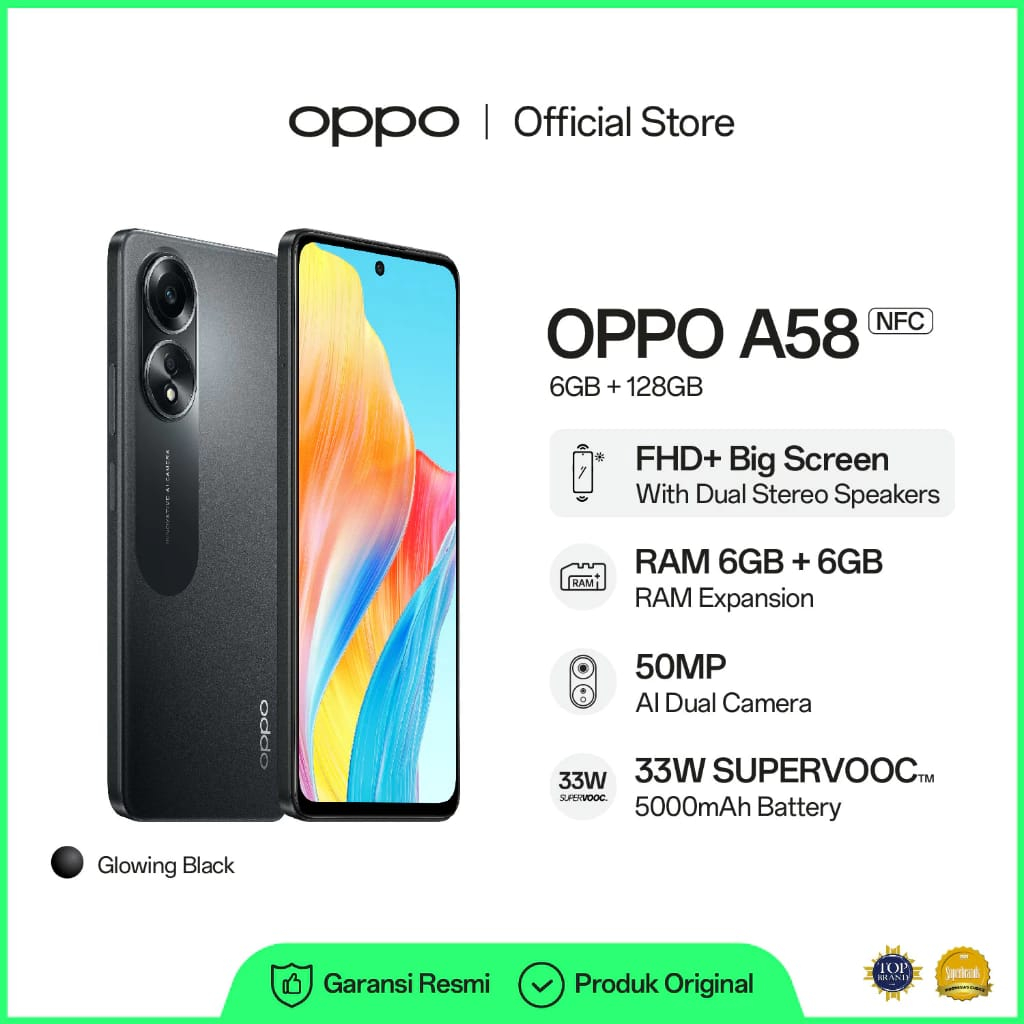 OPPO A58 6GB+128GB GARANSI RESMI NASIONAL