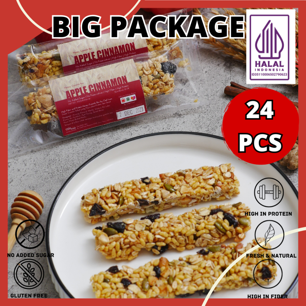 

PAKET Granola Bar Cemilan Diet Cemilan Sehat APPLE CINNAMON