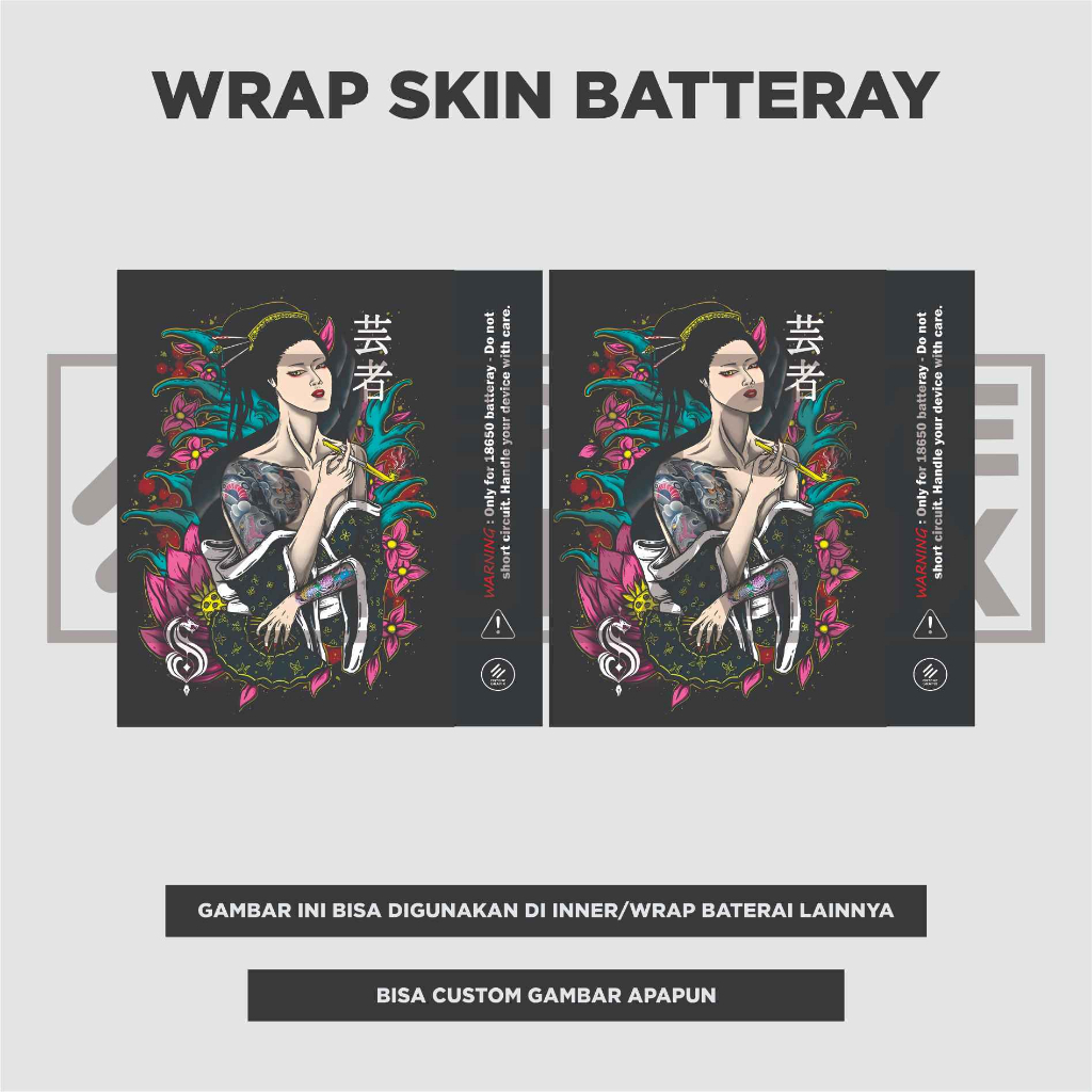 Wrap Skin Baterai 18650 - Pelindung Baterai 18650 Art Jepang
