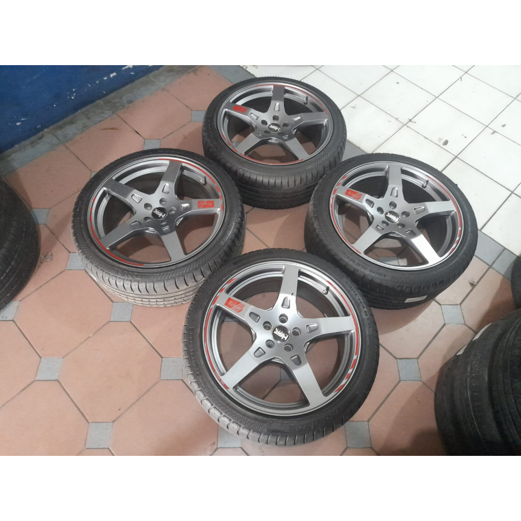 VELG BEKAS MOBIL RESING HSR PENTE RING 18 PCD 5X100 + BAN U/ ALTIS SIENTA NEW XENIA