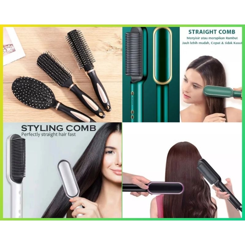 Sisir Catokan Pelurus Curly Rambut 2 in 1 | Sisir Rambut Salon Blow