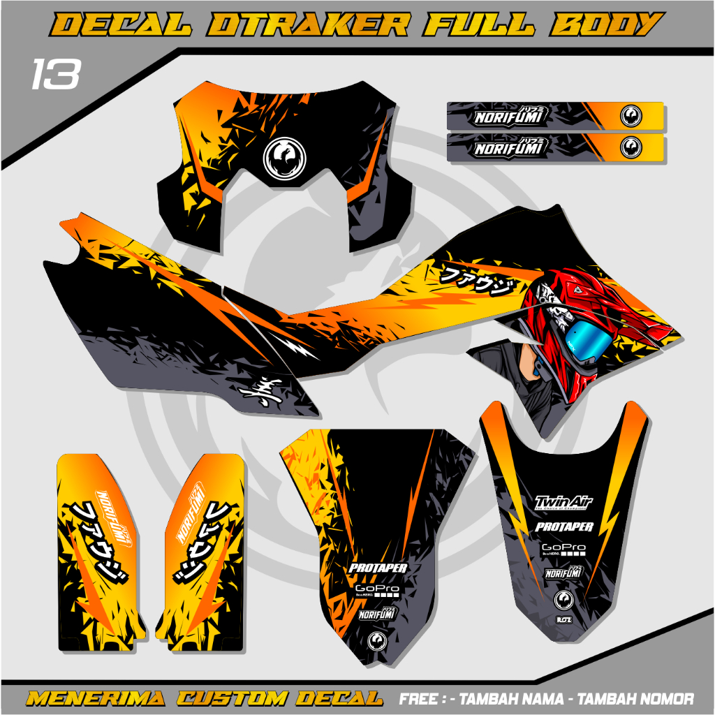 Stiker Decal Dtracker Dtx New Supermoto 150 Full Body Orange