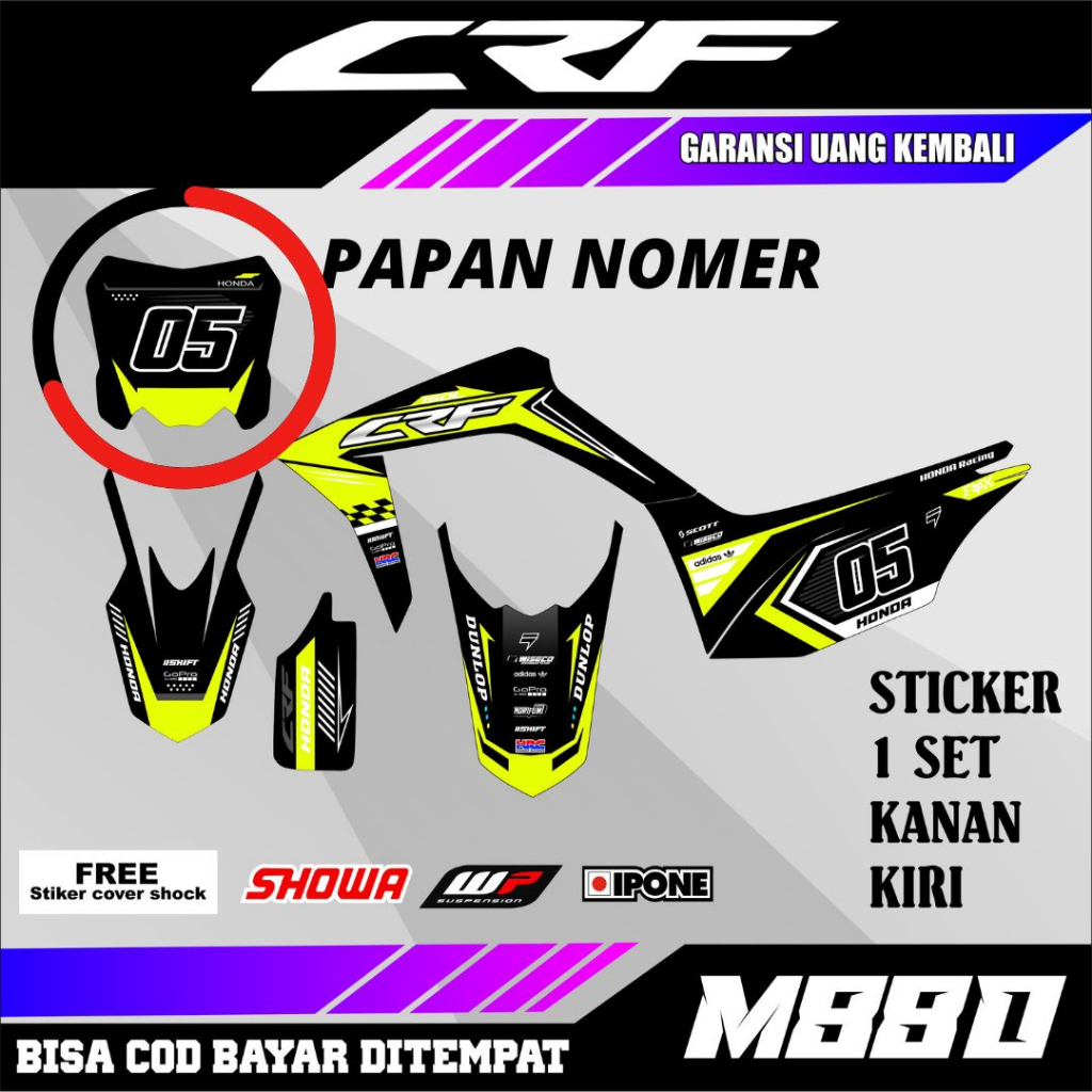 Striping Sticker Variasi Motor Honda CRF 150 L  papan nomer nomor custom gradasi Semi Full Body Orig