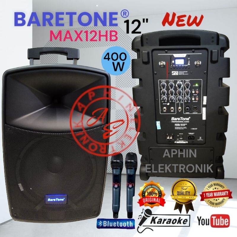 Speaker Portable Aktif BARETONE 12 inch MAX12HB  ORIGINAL