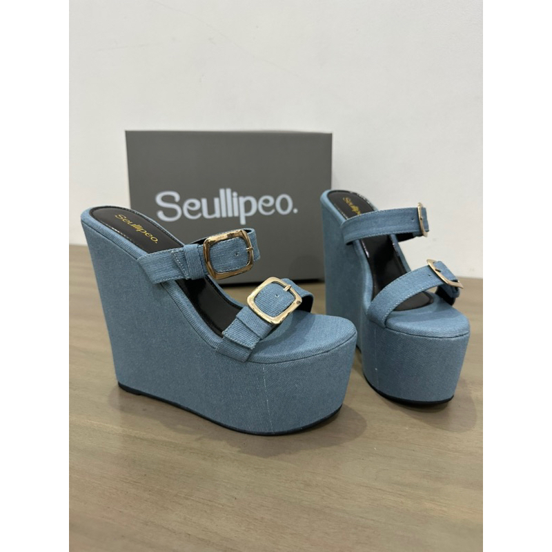 sandal wedges denim  15cm