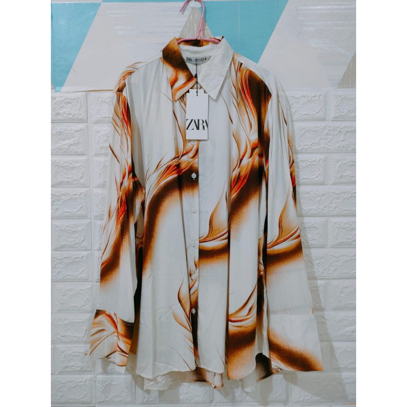 ZARA Kemeja Motif/Kemeja Wanita/Kemeja Kantor