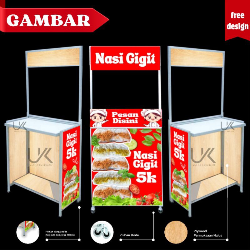 100x50 BOOTH LIPAT, BOOTH PORTABLE, MEJA JUALAN, GEROBAK LIPAT