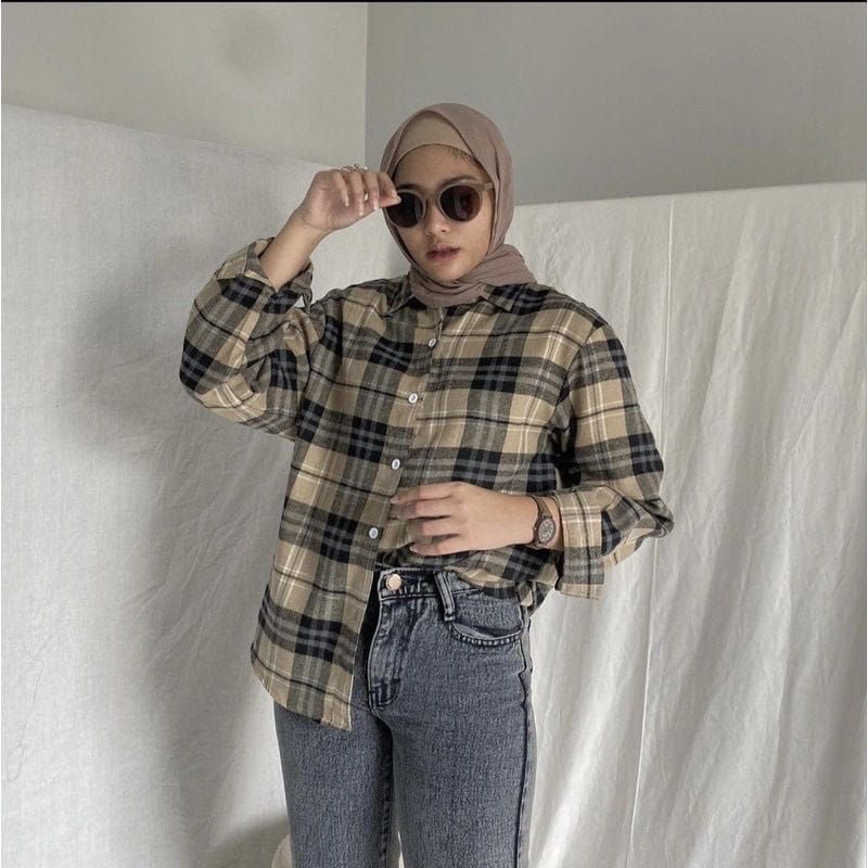 kemeja flanel lengan panjang remaja bestseller-Premium klop