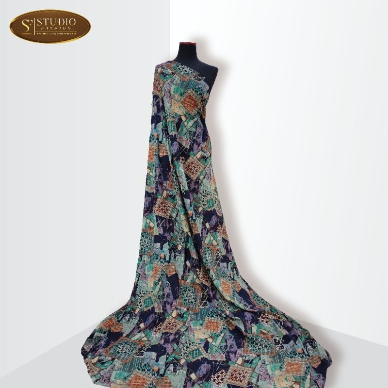 viscose Rayon Premium Motif Abstrak/ Kain Rayon Premium/ Rayon Viscose Premium