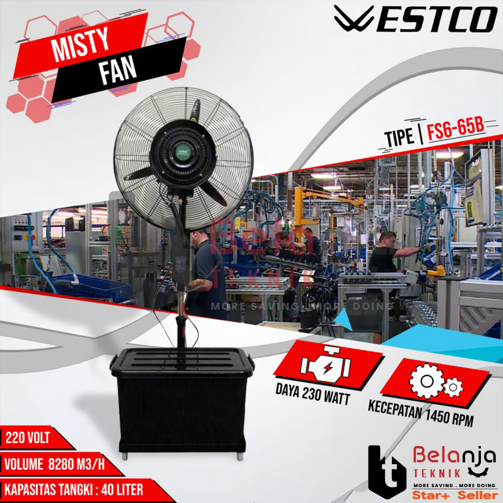 Westco Mist Fan FS6-65B Kipas Angin Embun Halus 26 Inch 230 Watt Water Tank Motor Plate