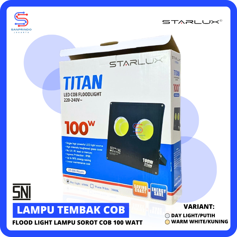 STARLUX Lampu Tembak LED COB 100W Flood Light 100 Watt Lampu Sorot COB Daylight Warmwhite