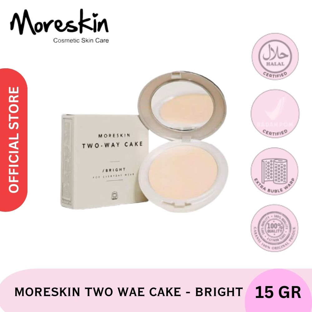 Moreskin Two Way Cake Bright Bedak Glowing Wajah - Bedak Natural - Bedak Pemutih Muka - Bedak Muka G