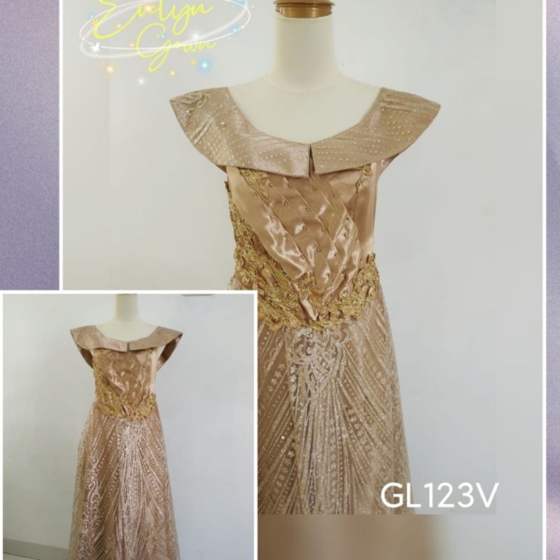 gaun/dress pesta gold preloved