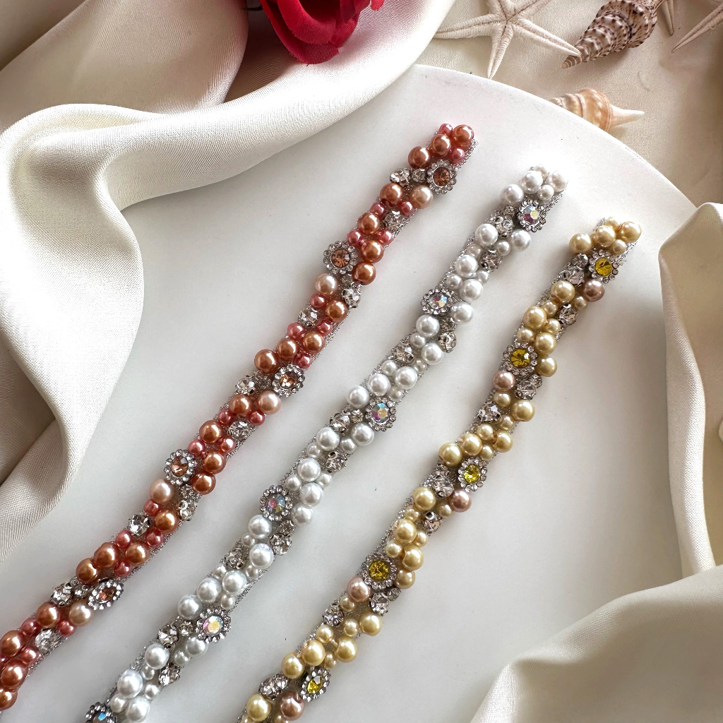 PAYET RANGKAI MUTIARA A15/RENDA MUTIARA/PINGGANG/LEHER/PASMINA/PERGELANGAN TANGAN/CUSTOM WARNA