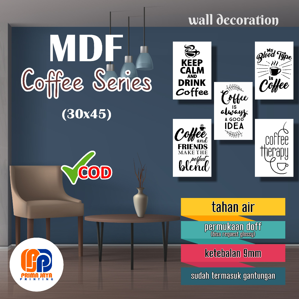 [ 30x45 ] MDF / WALL DECORATION / HIASAN DINDING COFFEE SERIES