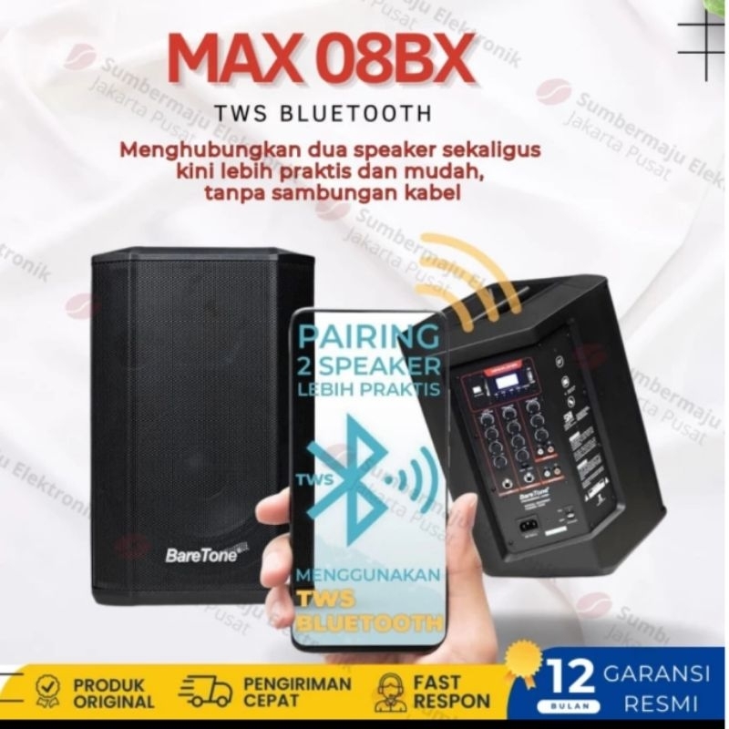 SPEAKER BARETONE MAX 08BX PORTABLE SPEAKER KARAOKE MEETING BARETONE RESMI