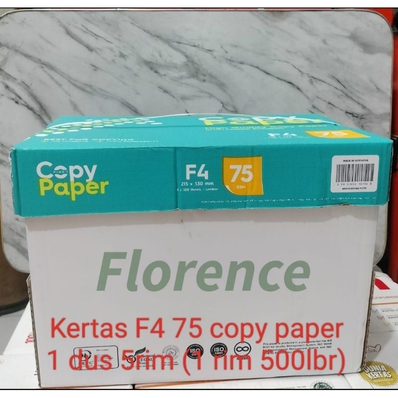 

KERTAS F4 75 COPY PAPER 1 box 5 rim(2.500lbr)