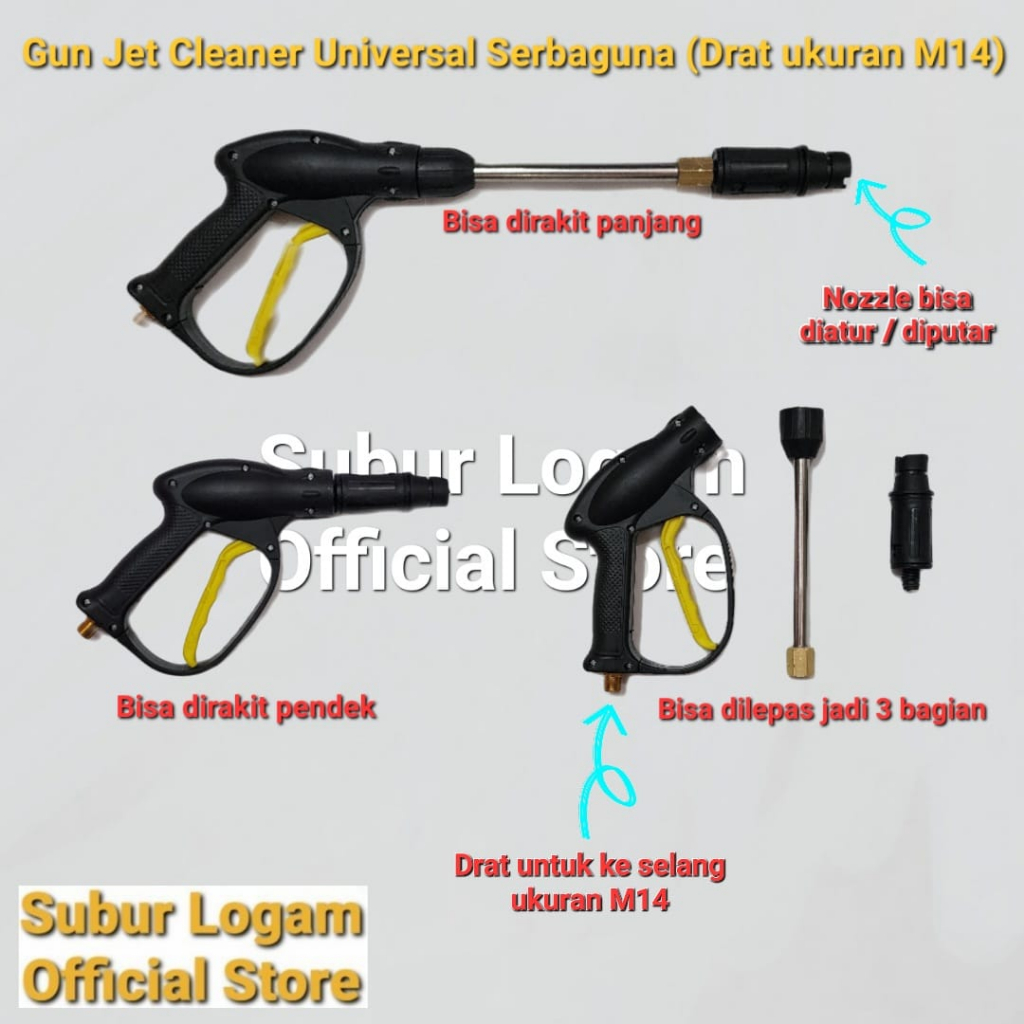 Gun Semportan Tembakan Jet Cleaner Drat M14 Universal Umum Serbaguna Merek KDK