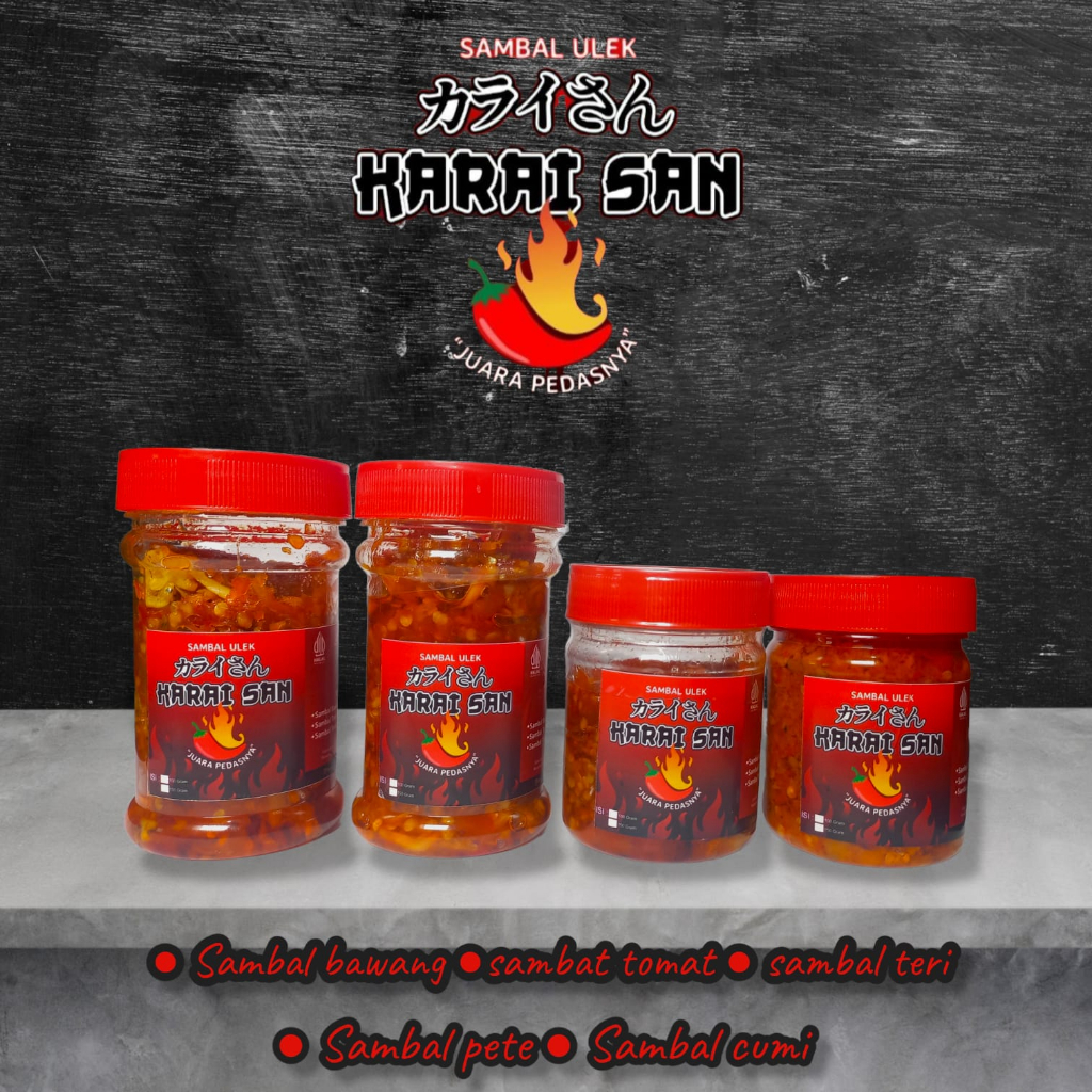 

sambel ulek / sambel kampung / sambel pedas /sambal /sambal terasi / sambal teri /sambal petai / sambal cumi /sambal bawang /sambal tomat / sambal ulek karai san