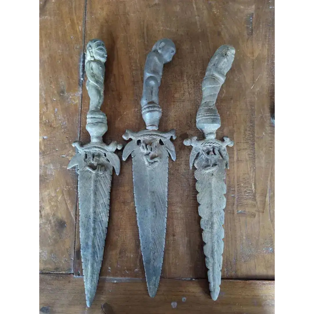 3 Buah Katga Batak Full Perunggu Kuno Antik Full Ukir