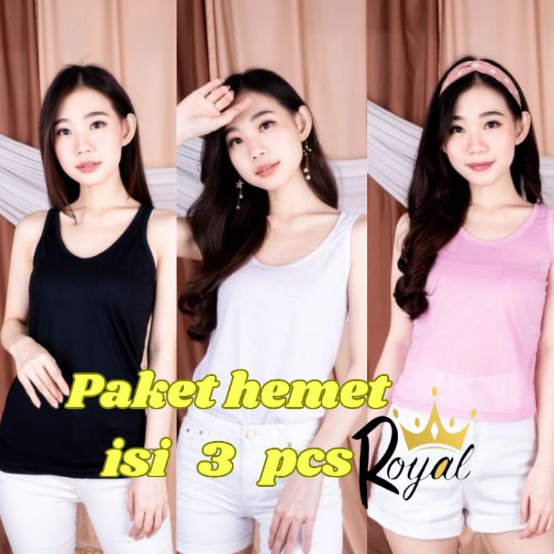 PAKET HEMAT ISI 3 PCS Singlet Wanita Premium / Tank Top Tali Besar / Tangtop / Dalaman Wanita