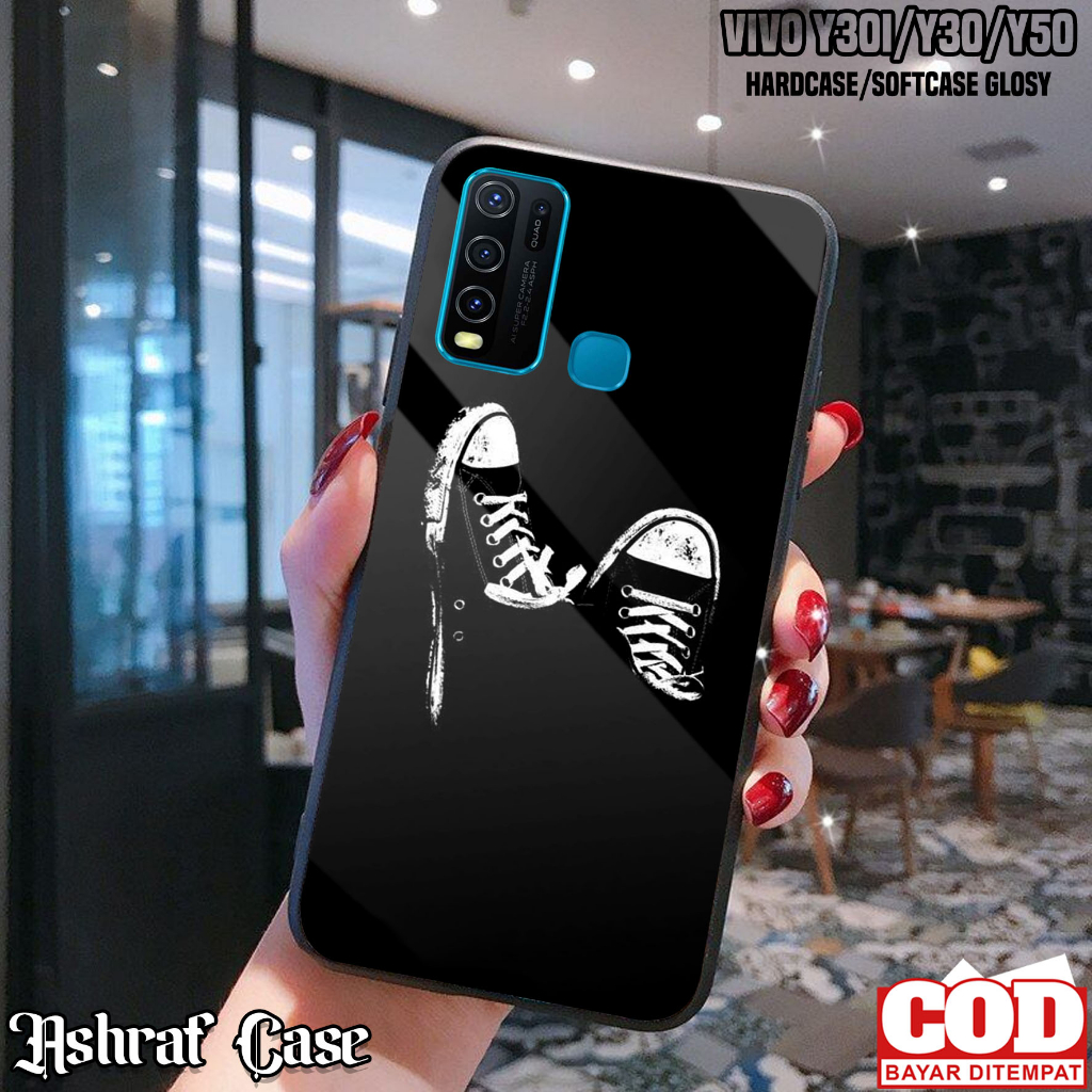 Case Hp Vivo Y30i / Y30 / Y50 - Casing Hp Vivo Y30 / Y30i / Y50 ( HTM ) Softcase Glass Kaca - Kondom