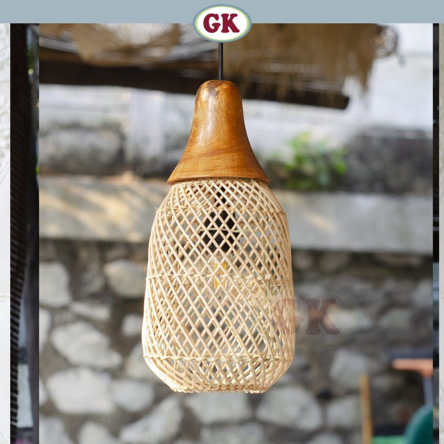 Kap Lampu Gantung Rotan KUBAH 06 - Minimalis Dekorasi Lampu Kayu Rotan