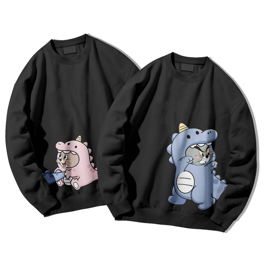 BIG SALE Sweater Couple Tom & Jerry Dino Lucu Oversize Baju Pasangan Kekinian Unisex **