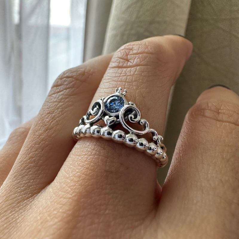 Pandora Disney Cinderella Blue Tiara Ring ORIGINAL