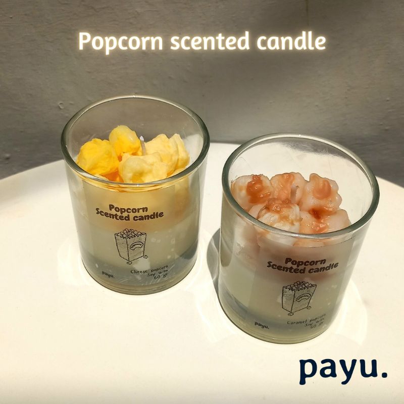 Lilin aromaterapi popcorn scented candle - Caramel & Cheese Popcorn