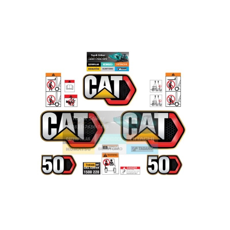 Stiker Forklift CAT 50 New , Stiker Alat Berat