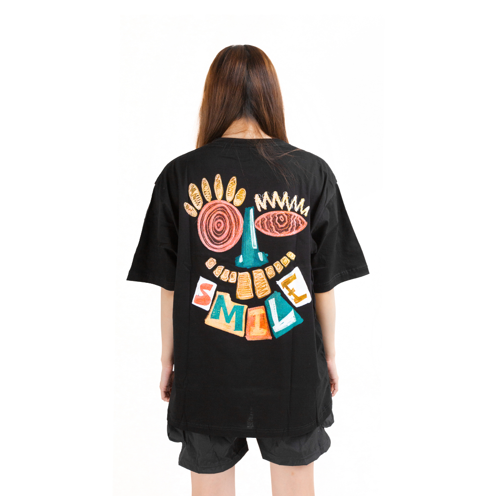 Mnst | Kaos T-shirt Oversize | Black | Smile Baju Kaos