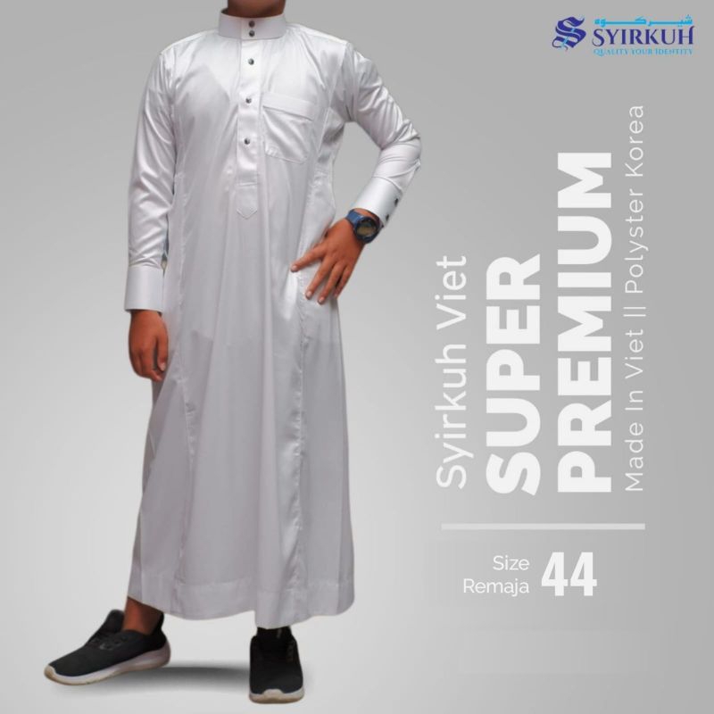 JUBAH SYIRKUH MANSET PREMIUM REMAJA 44 PUTIH