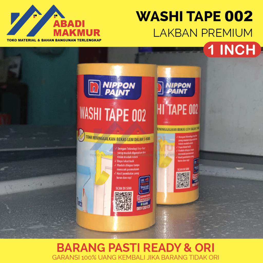 

Nippon Paint Washi Tape Lakban Kertas Lebar 1 INCH Panjang 15 Meter