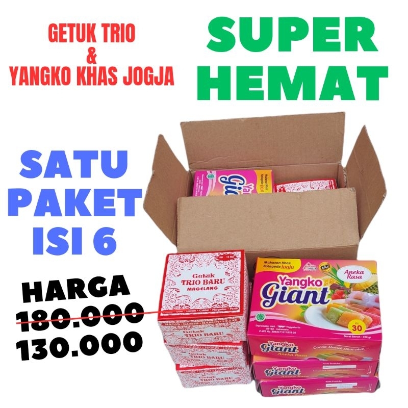 

paket super hemat 50rb yangko giant dan getuk trio baru oleh oleh khas jogja dan magelang