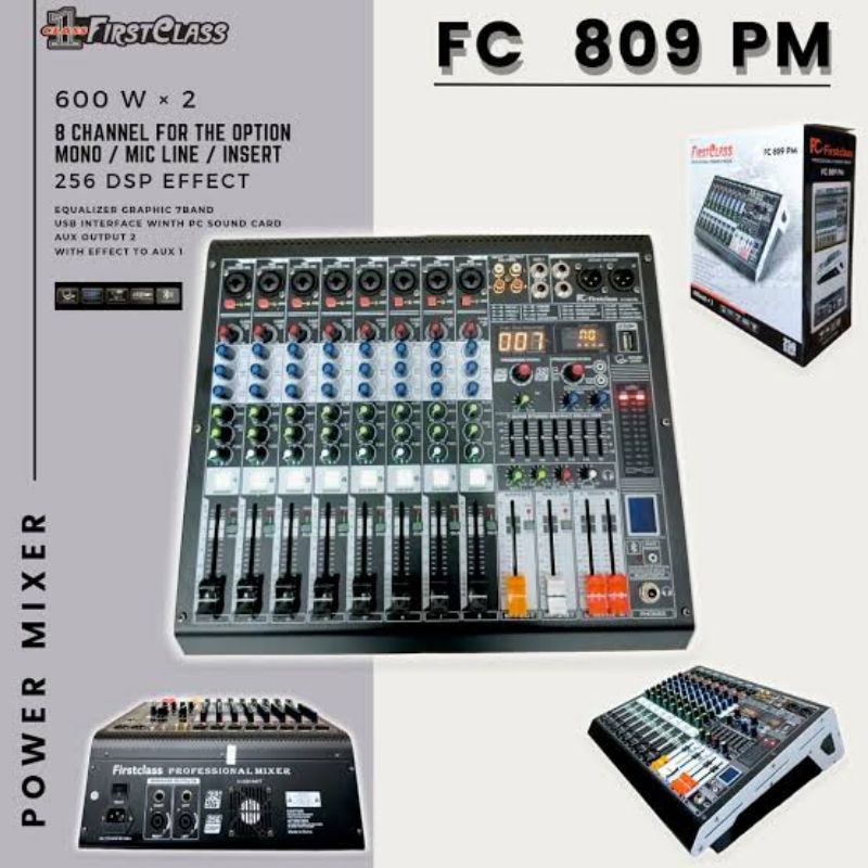 POWER MIXER FIRSTCLASS FC809PM ORIGINAL FC 809 PM MIXER POWER 8 CHANNEL