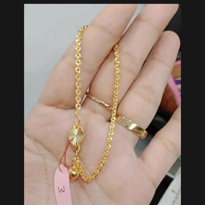 gelang tangan nori  warna emas asli bahan tembaga