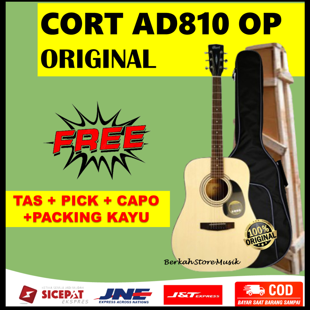Gitar Cort AD810 ORIGINAL Akustik Elektrik Listrik Cort Murah Jumbo Senar String Tunner HSY 400 T PR