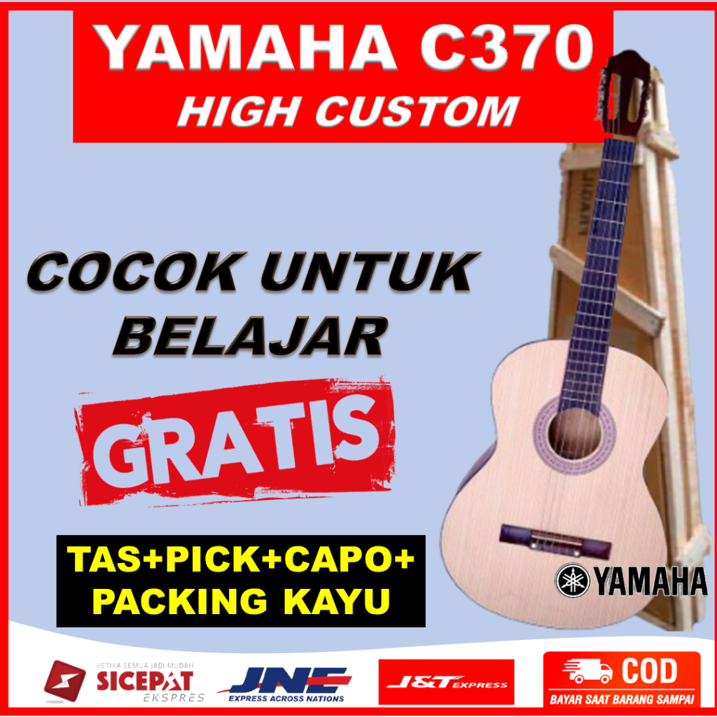 Gitar Akustik Yamaha C370 Custom Classic Nilon Nylon untuk Pemula