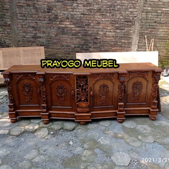 bufet tv ukir Jepara kayu jati Jepara murah meja tv ukiran minimalis jati