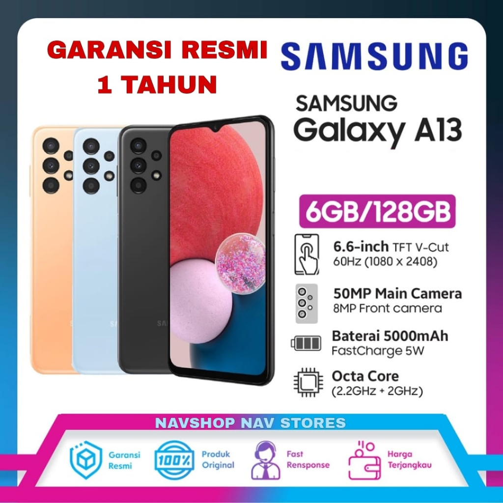 GARANSI RESMI - Samsung Galaxy A13 RAM 6/128 GB 6GB 128GB NEW BARU SEIN Android  Hitam Gold Biru HP 