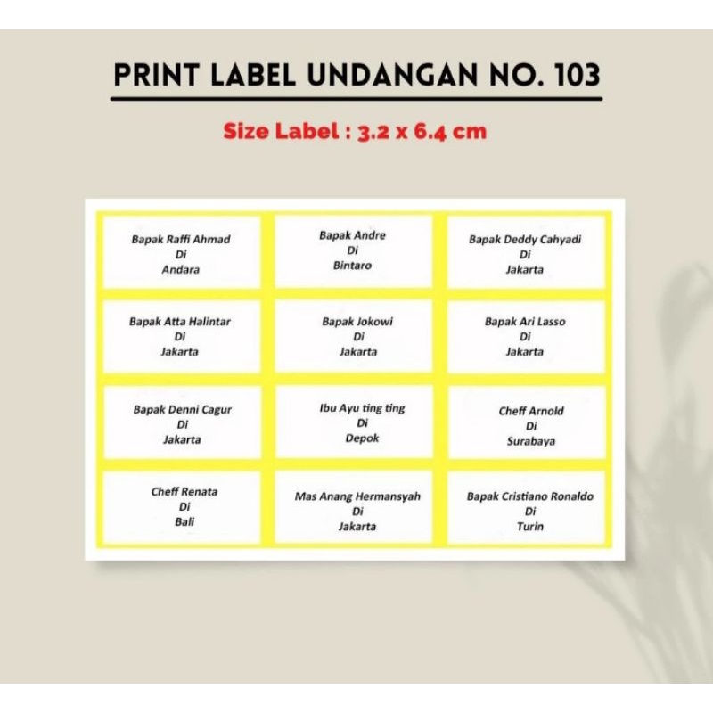 

label print undangan / stiker nama undangan